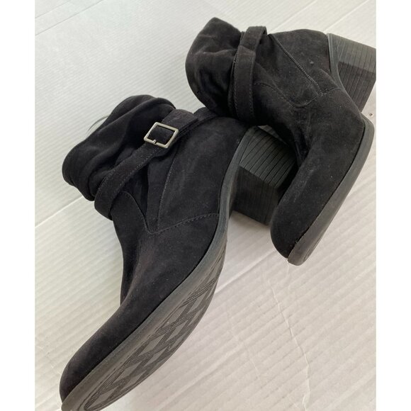 American Eagle Womens Slouch Black Faux Suede Bootie with Buckle Size 8 1/2 Boho - Picture 6 of 9